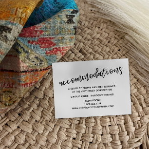 Cartão De Informações Alojamentos De Casamento De Escrita Manual Moderna