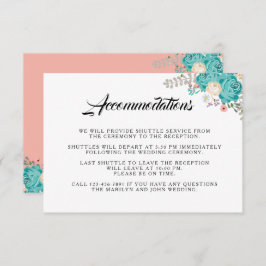 Cartão De Informações Alojamentos De Casamento De Flores Azuis Elegantes