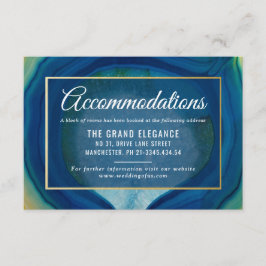 Cartão De Informações Alojamentos de Casamento de Padrão de Agato Azul a