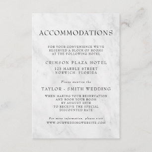 Cartão De Informações Alojamentos de Casamento de Trendy Marble Elegante