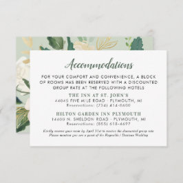 Cartão De Informações Alojamentos de Casamento Floral Dourado de Creme