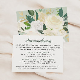 Cartão De Informações Alojamentos de Casamento Floral Dourado de Creme