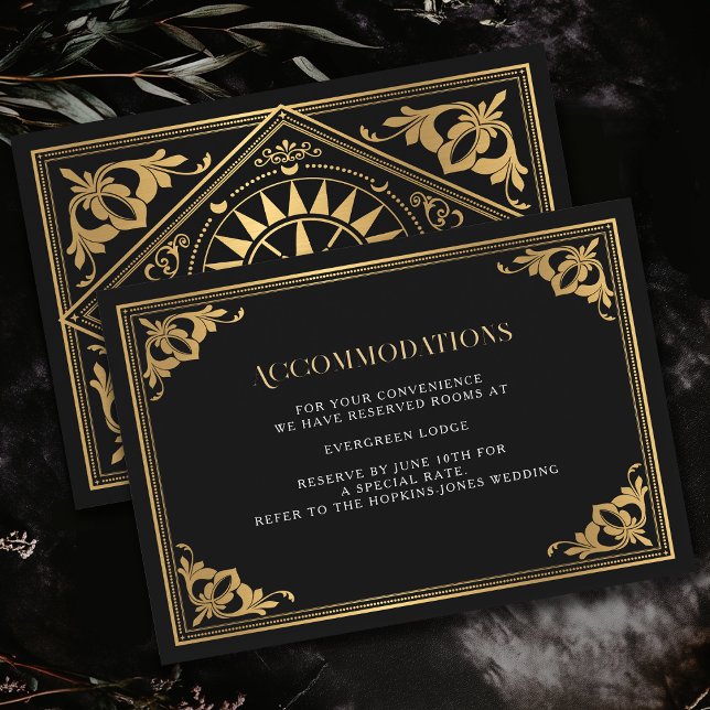 Cartão De Informações Alojamentos de Casamento Gótico de Arte Dourada No (Criador carregado)