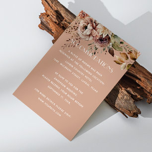 Cartão De Informações Alojamentos de Casamento   Pêssego sem som e QR