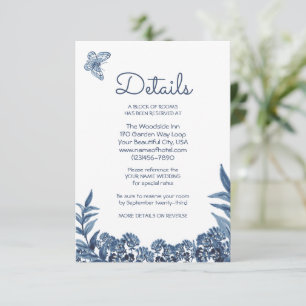 Cartão De Informações Alojamentos de Detalhes da Cor Floral de Azul Dust