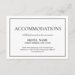Cartão De Informações Alojamentos de Script Clássico Branco Preto Elegan