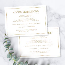 Cartão De Informações Alojamentos Mínimos Elegantes de Casamentos Dourad