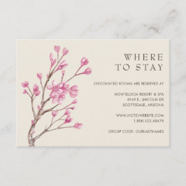 Cartão De Informações Alojamentos para Casamento de Cerejeiras Rosa Eleg