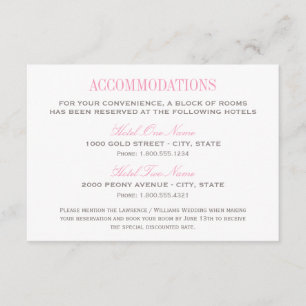 Cartão De Informações Alojamentos para Casamentos de Cinzas e Rosa Elega