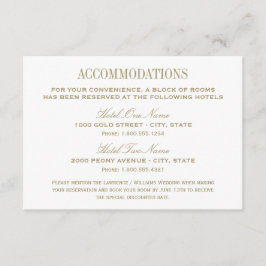 Cartão De Informações Alojamentos para Casamentos Dourados marfim legant