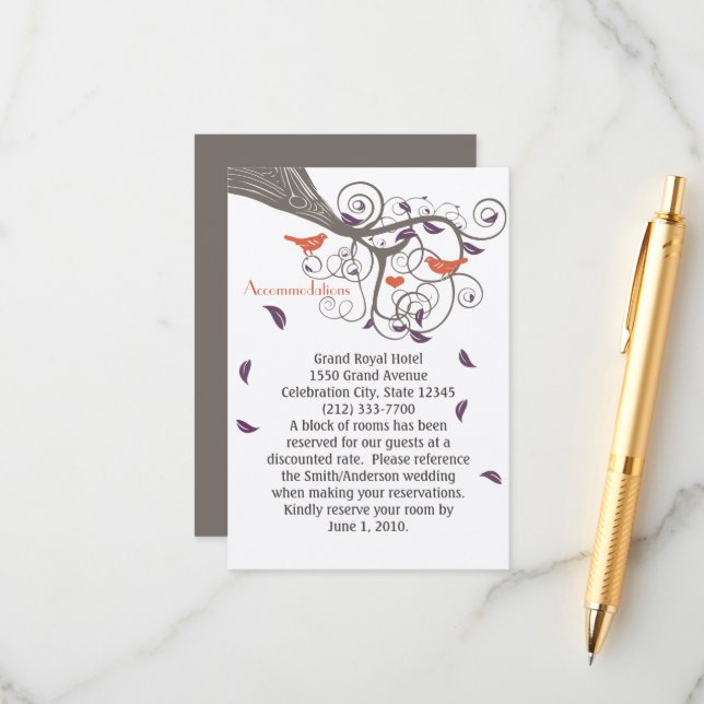 Cartão De Informações Alojamentos Roxos Roxos Roxos Rústicos (Frente/Verso In Situ)