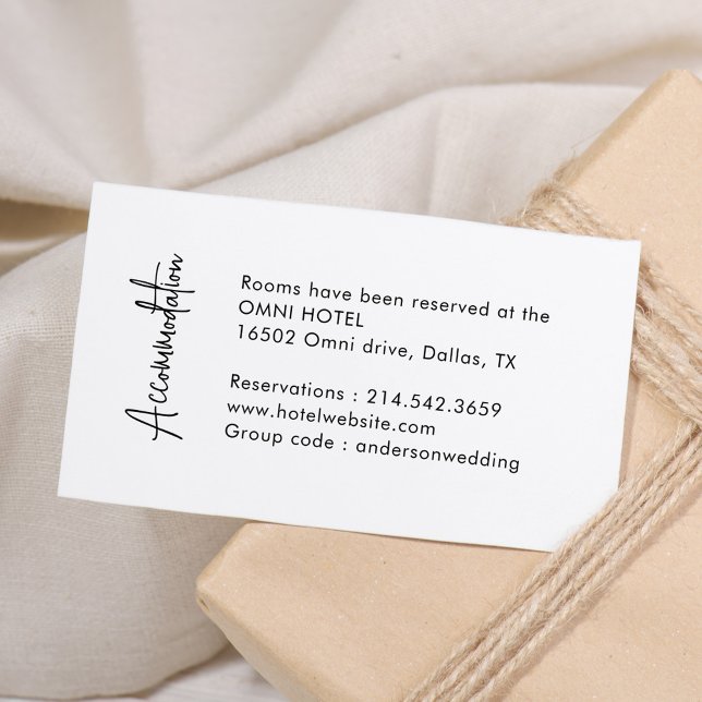 Cartão De Informações Alojamentos Simples De Casamento De Caligrafia (Criador carregado)