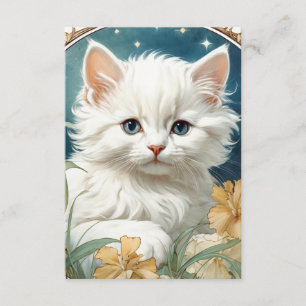 Cartão De Informações Alphonse Mucha Art Nouveau Kitten