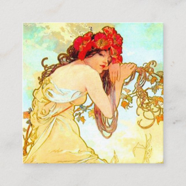 Cartão De Informações Alphonse Mucha Art Nouveau Summer (Frente)