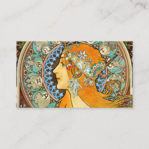 Cartão De Informações Alphonse Mucha Art Nouveau Zodiac