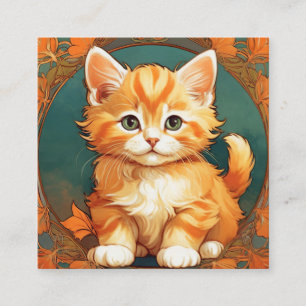 Cartão De Informações Alphonse Mucha Style Orange Cat