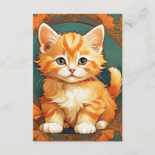 Cartão De Informações Alphonse Mucha Style Orange Cat