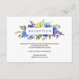 Cartão De Informações Amarelo Azul  Flor  Casamento  Enclosure da Recepç