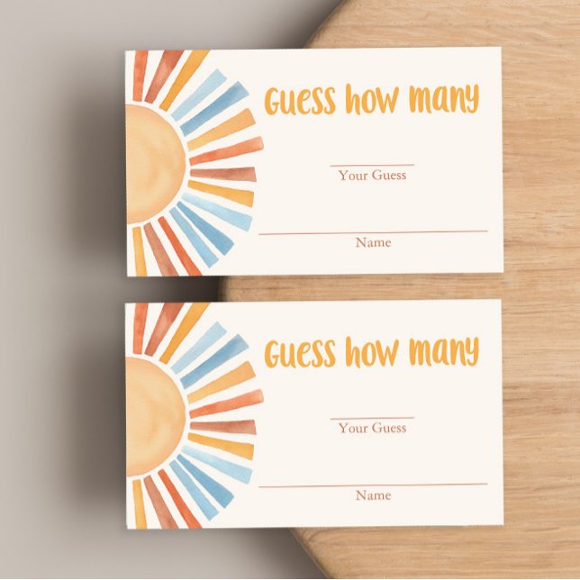 Cartão De Informações Amarelo azul-sol boho adivinha quantas cartas (Criador carregado)