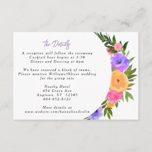 Cartão De Informações Amarelo violeta violeta casual vibrante