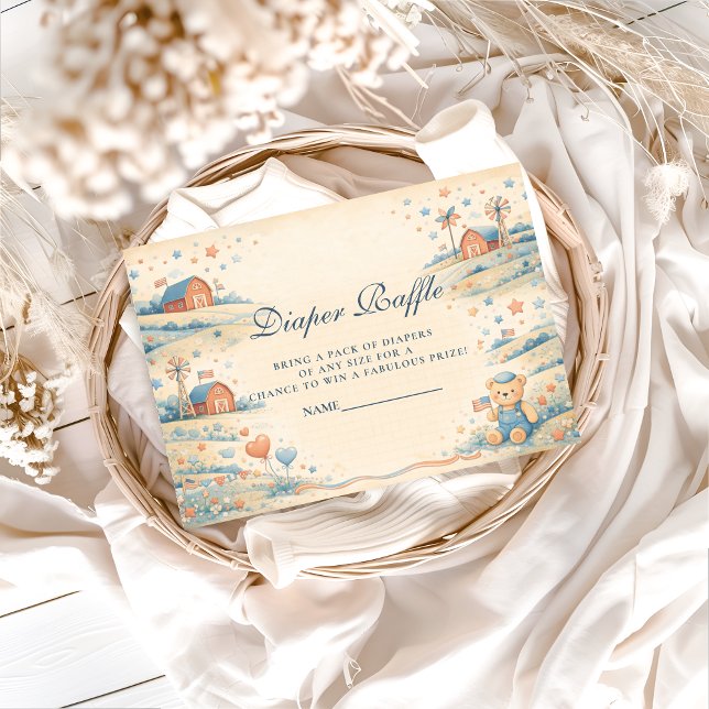 Cartão De Informações American Boy Red White Blue Diapper Raffle (Criador carregado)