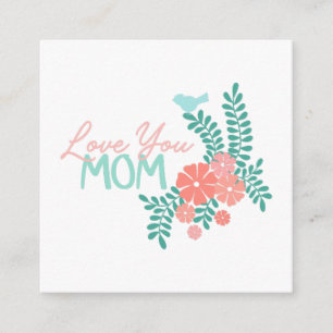 Cartão De Informações Amo você mãe caligrafia moldura floral