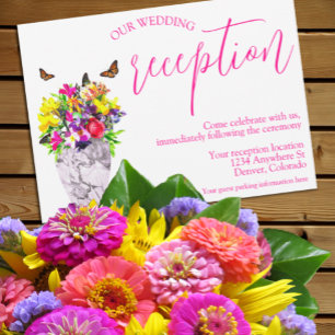 Cartão De Informações Amor Na Recepção de casamento Floral De Bloom