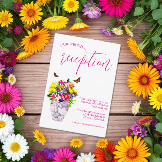 Cartão De Informações Amor Na Recepção de casamento Floral De Bloom (Criador carregado)