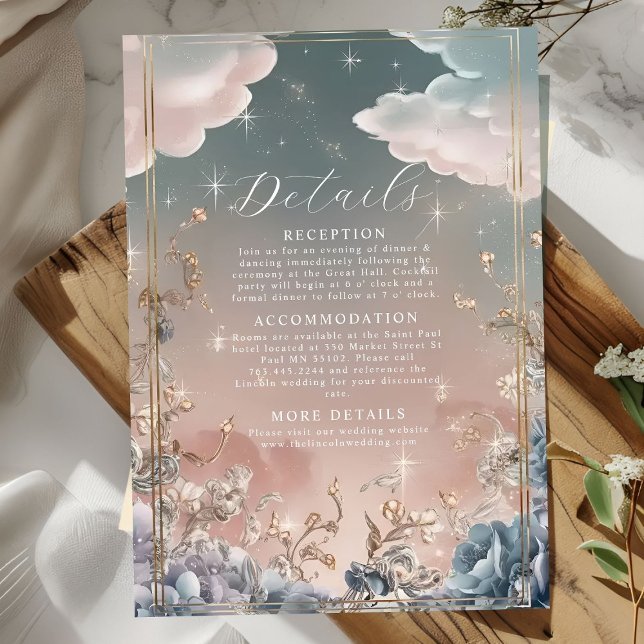 Cartão De Informações Amor no Air Sparkles e Florals Wedding (Criador carregado)