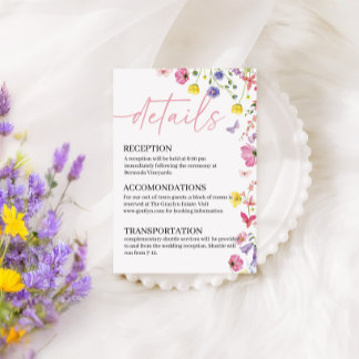 Cartão De Informações Amor no Bloom Wedding Details Card