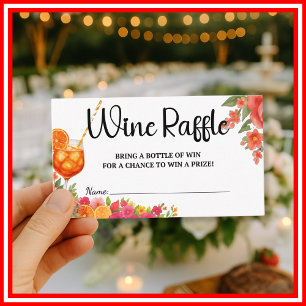 Cartão De Informações Amor no Primeiro Spritz Wine Raffle Chá de panela