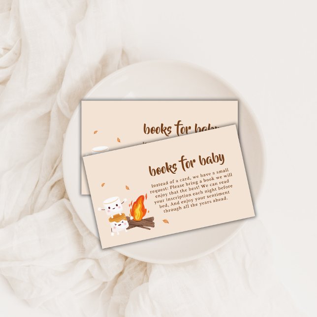 Cartão De Informações Amor Rústico de S'more Acampamento Livros Para Chá (Rustic S'more Love Campfire Books For Baby Shower Enclosure Card)
