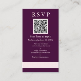 Cartão De Informações Amostra de RSVP QR de Casamento Royal Crimson