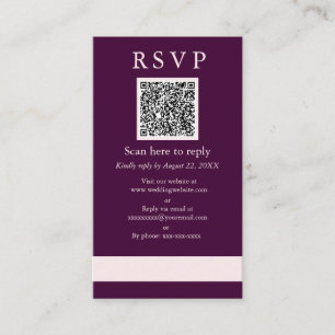 Cartão De Informações Amostra de RSVP QR de Casamento Royal Crimson