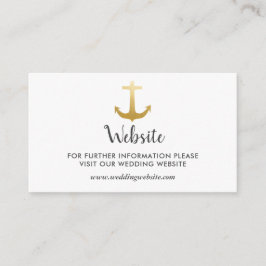 Cartão De Informações Anchor Náutico Faux Gold Foil | Site de Casamento