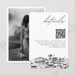 Cartão De Informações Anchorage Wedding Modern Details Código QR
