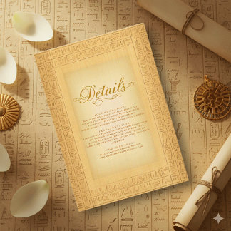 Cartão De Informações Ancient Gold Hieroglyphic Motifs Egyptian Wedding