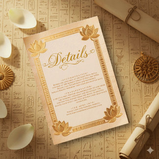 Cartão De Informações Ancient Papyrus Royal Gold Lotus Egyptian Wedding