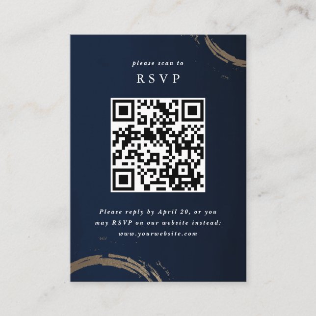 Cartão De Informações Anéis de cocktail dourados RSVP com código QR (Frente)