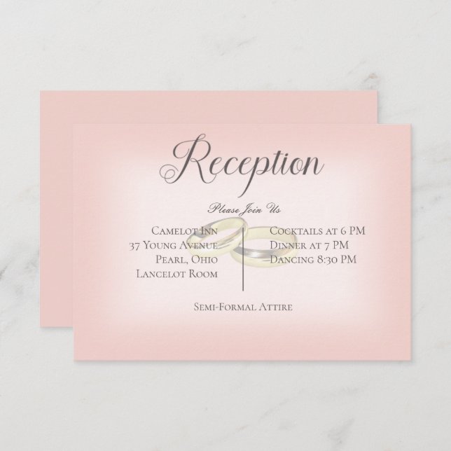 Cartão De Informações Anéis Dourados de Casamento na Recepção de casamen (Frente/Verso)