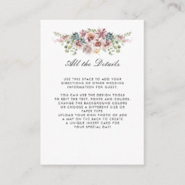 Cartão De Informações Anemone Blush | informações azuis do WEDDING Direç