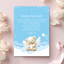 Angel Teddy Bear em Livros de Nuvens para Azul Beb