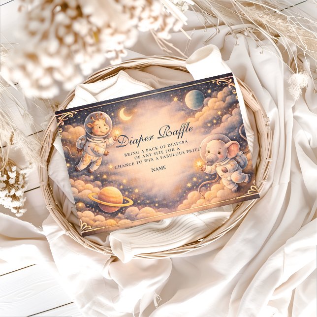 Cartão De Informações Animais Astronautas Sorteio de Fraldas Espaciais (Criador carregado)