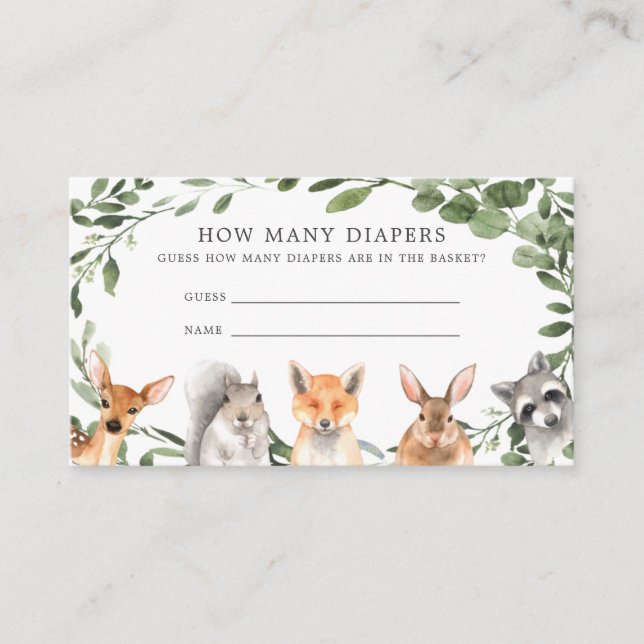 Cartão De Informações Animais Da Floresta Adivinham Quantas Cartas De Fr (Frente)