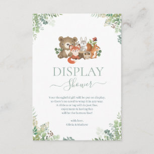 Cartão De Informações Animais da floresta Chá de fraldas Expor os Chás