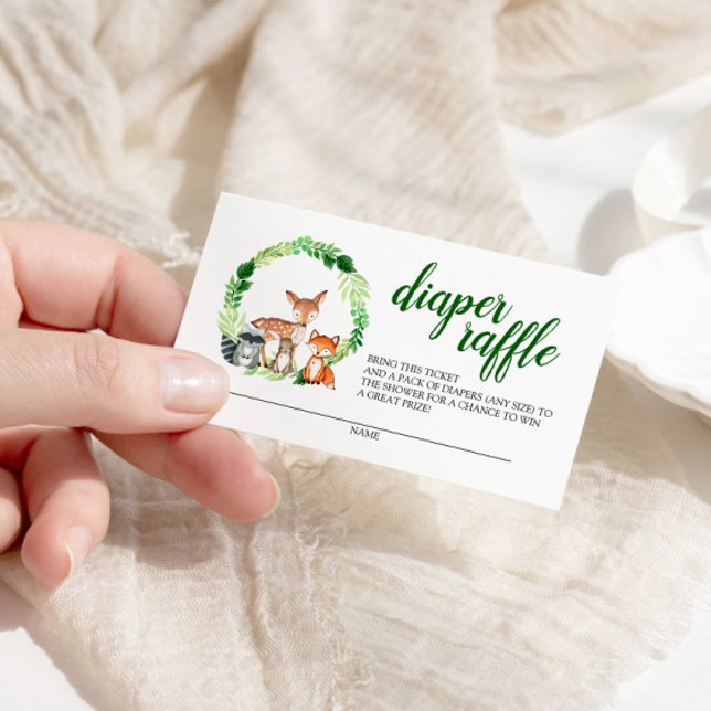 Cartão De Informações Animais da Floresta Chá de fraldas Raffle (Criador carregado)