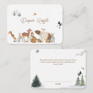 Cartão De Informações Animais da Floresta de Inverno Baby Shower Fralda