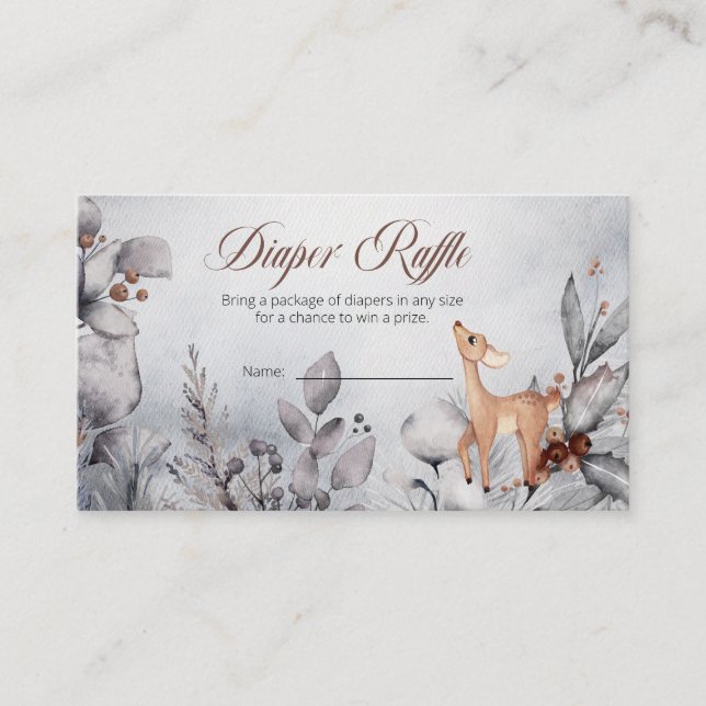 Cartão De Informações Animais da Floresta Fralda-Chá de fraldas Raffle (Frente)