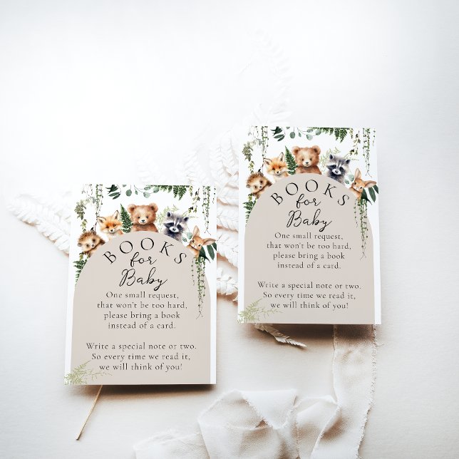 Cartão De Informações Animais da Floresta Livro de Babyshower Moderno (Criador carregado)
