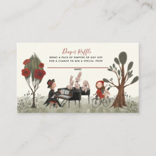 Cartão De Informações Animais da Floresta Musical e Fralda de Bebê Raffl